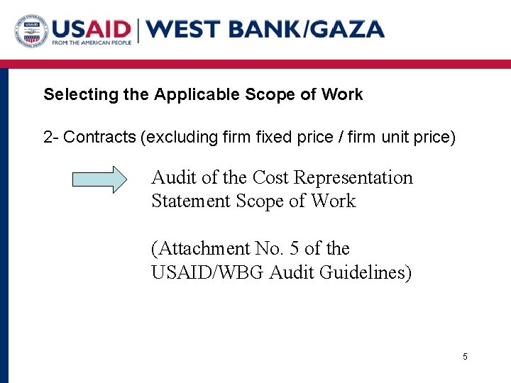 Selecting the Applicable Scope of Work 2 - Contracts (excluding firm fixed price /