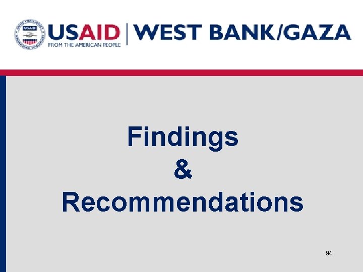 Findings & Recommendations 94 