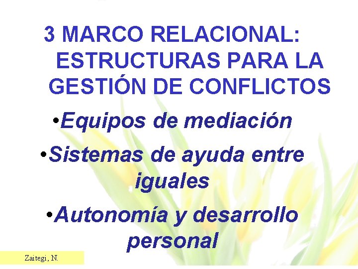 3 MARCO RELACIONAL: ESTRUCTURAS PARA LA GESTIÓN DE CONFLICTOS • Equipos de mediación •