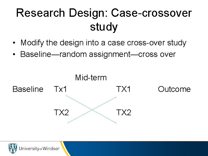 Research Design: Case-crossover study • Modify the design into a case cross-over study •