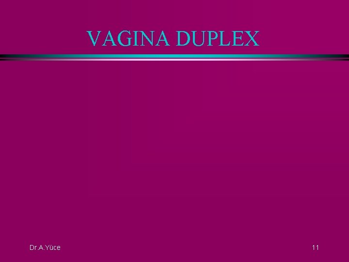 VAGINA DUPLEX Dr. A. Yüce 11 