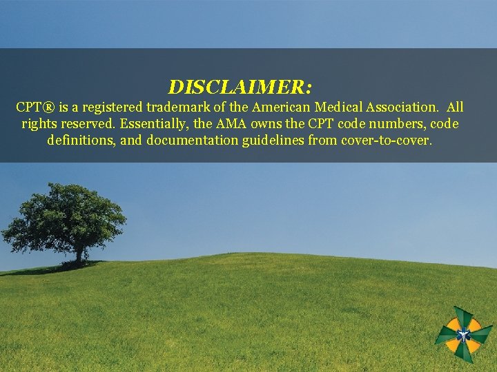 DISCLAIMER: CPT® is a registered trademark of the American Medical Association. All rights reserved.