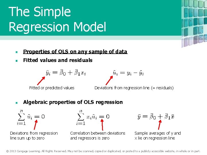 The Simple Regression Model Properties of OLS on any sample of data Fitted values The Simple Regression Model Properties of OLS on any sample of data Fitted values