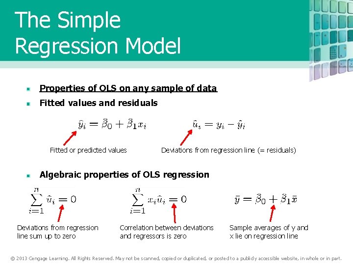 The Simple Regression Model Properties of OLS on any sample of data Fitted values