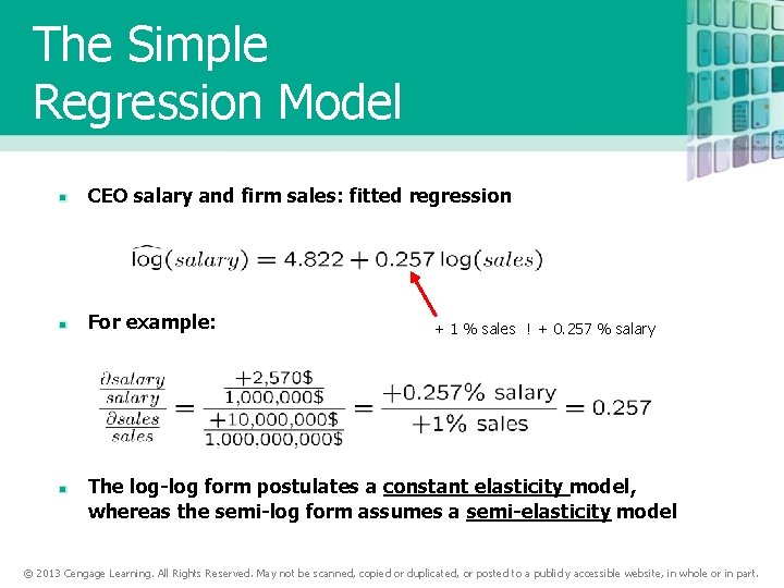 The Simple Regression Model CEO salary and firm sales: fitted regression For example: +