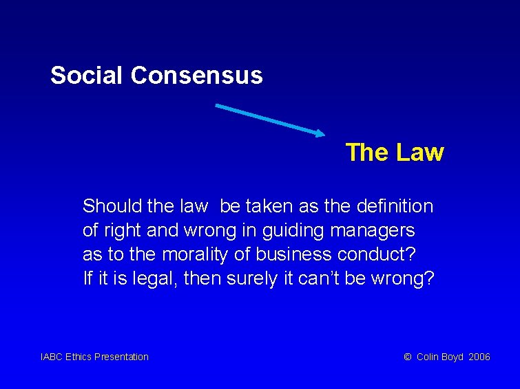 Social Consensus The Law Should the law be taken as the definition of right