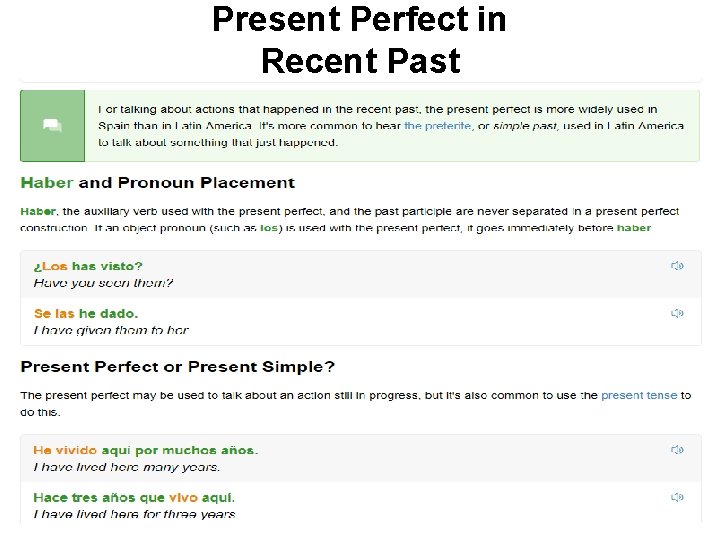 Present Perfect in Recent Past 