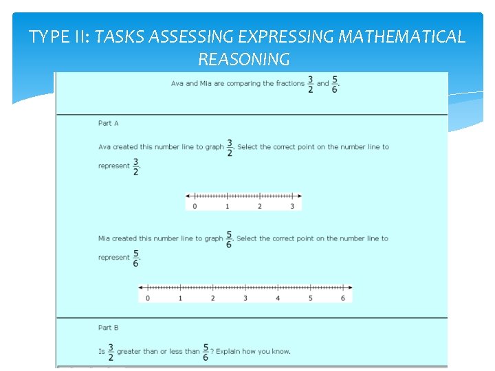 TYPE II: TASKS ASSESSING EXPRESSING MATHEMATICAL REASONING 