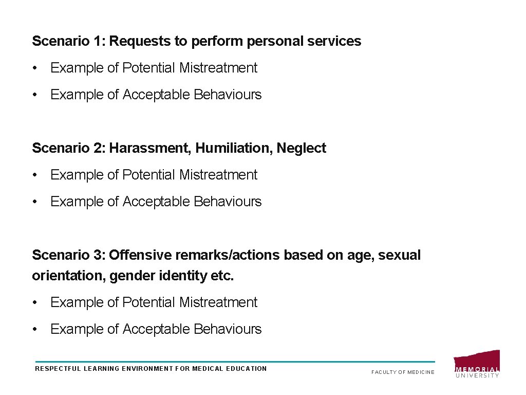 Scenario 1: Requests to perform personal services • Example of Potential Mistreatment • Example Scenario 1: Requests to perform personal services • Example of Potential Mistreatment • Example