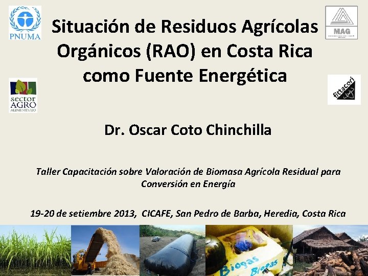 Situación de Residuos Agrícolas Orgánicos (RAO) en Costa Rica como Fuente Energética Dr. Oscar