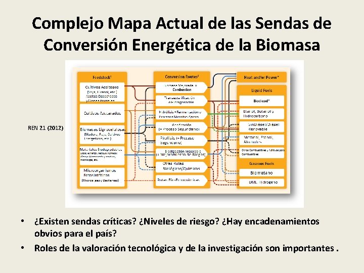 Complejo Mapa Actual de las Sendas de Conversión Energética de la Biomasa REN 21