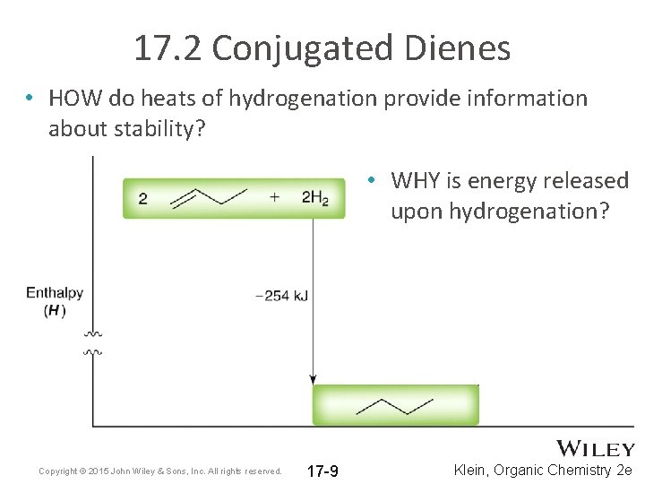 17. 2 Conjugated Dienes • HOW do heats of hydrogenation provide information about stability?