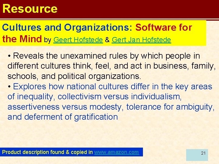 Resource Cultures and Organizations: Software for the Mind by Geert Hofstede & Gert Jan