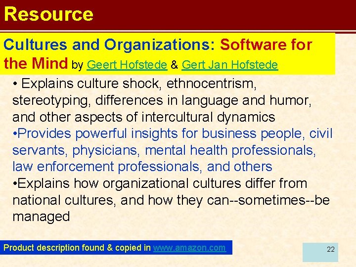 Resource Cultures and Organizations: Software for the Mind by Geert Hofstede & Gert Jan