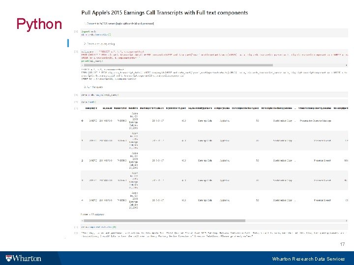 Python 17 Wharton Research Data Services 