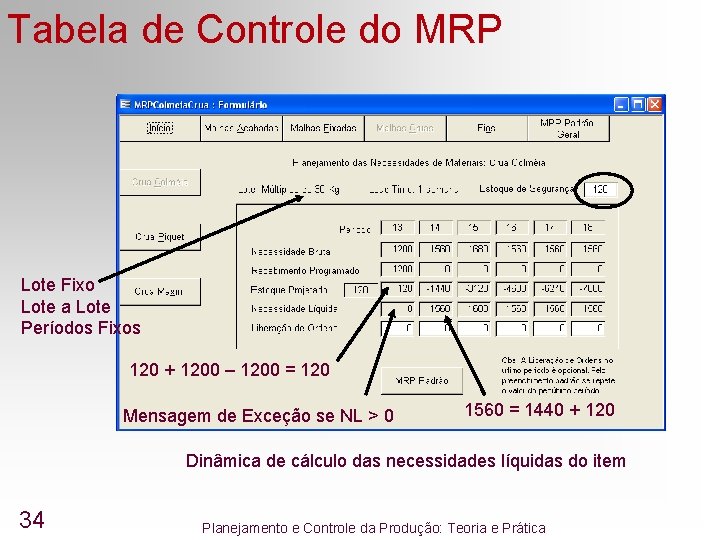 Tabela de Controle do MRP Lote Fixo Lote a Lote Períodos Fixos 120 + Tabela de Controle do MRP Lote Fixo Lote a Lote Períodos Fixos 120 +