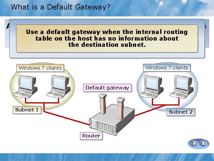 What is a Default Gateway? A default gateway is a device, usually a router,