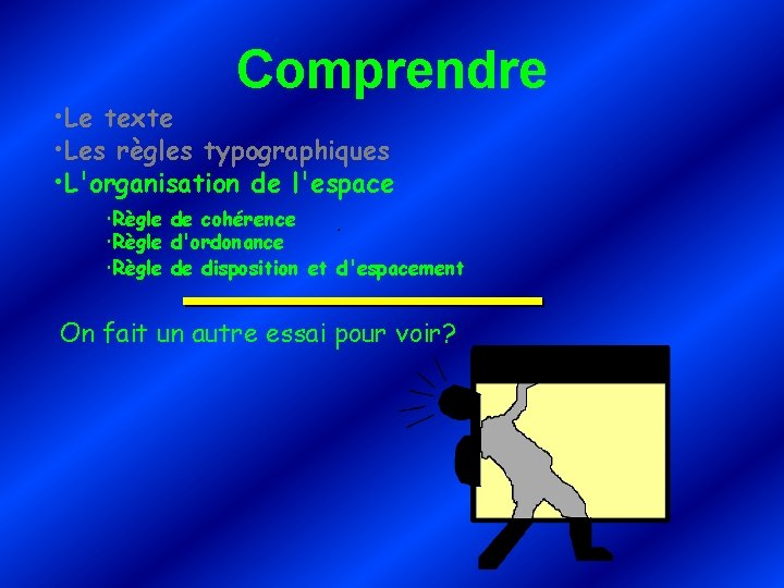 Comprendre • Le texte • Les règles typographiques • L'organisation de l'espace Règle de