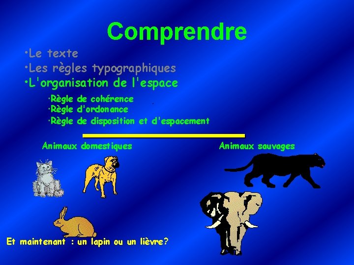 Comprendre • Le texte • Les règles typographiques • L'organisation de l'espace Règle de