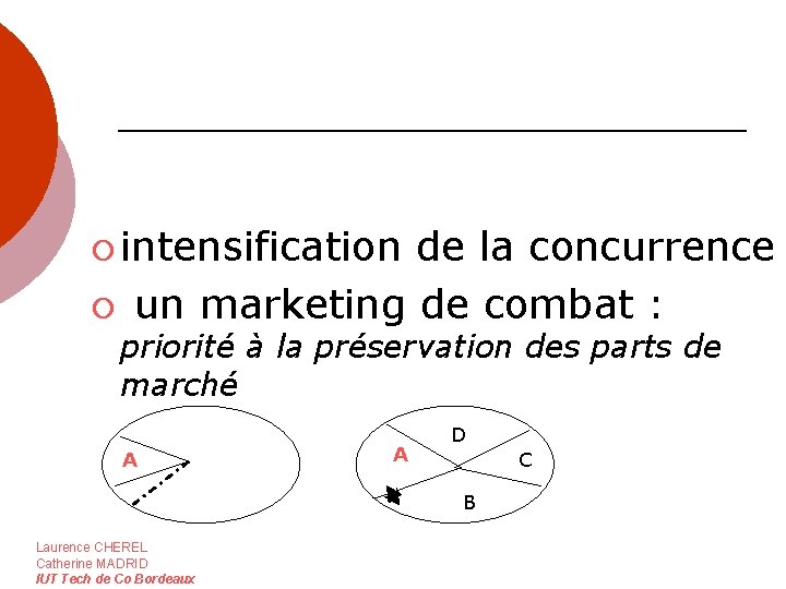 ¡ intensification de la concurrence ¡ un marketing de combat : priorité à la