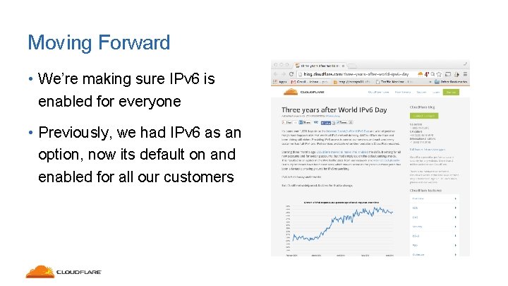 Moving Forward • We’re making sure IPv 6 is enabled for everyone • Previously,