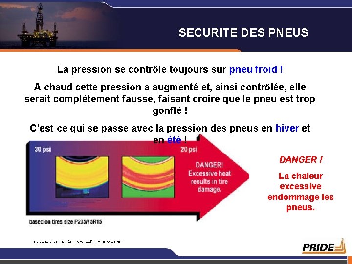 SECURITE DES PNEUS La pression se contrôle toujours sur pneu froid ! A chaud