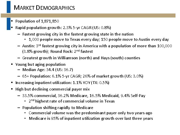 MARKET DEMOGRAPHICS § Population of 1, 871, 850 § Rapid population growth: 2. 3%