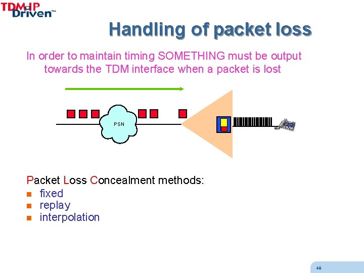 Handling of packet loss In order to maintain timing SOMETHING must be output towards