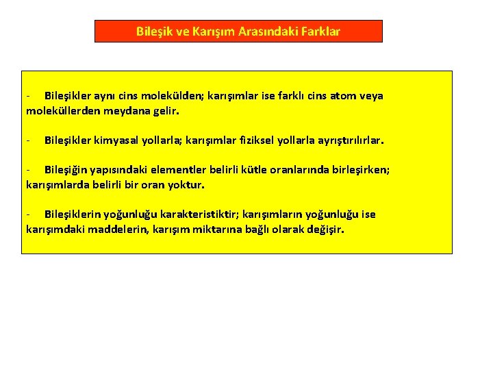 Bileşik ve Karışım Arasındaki Farklar - Bileşikler aynı cins molekülden; karışımlar ise farklı cins