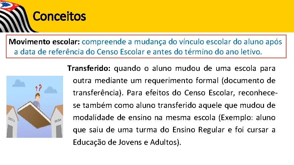 Conceitos Movimento escolar: compreende a mudança do vínculo escolar do aluno após a data