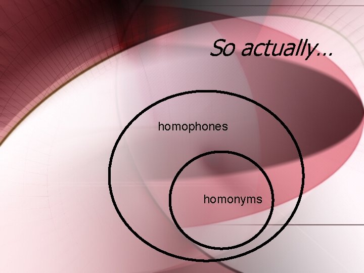 So actually… homophones homonyms 