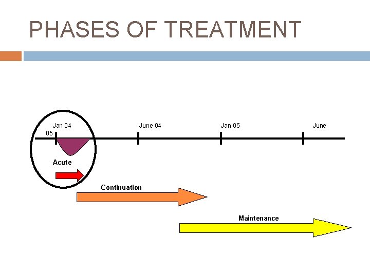 PHASES OF TREATMENT Jan 04 05 June 04 Jan 05 Acute Continuation Maintenance June