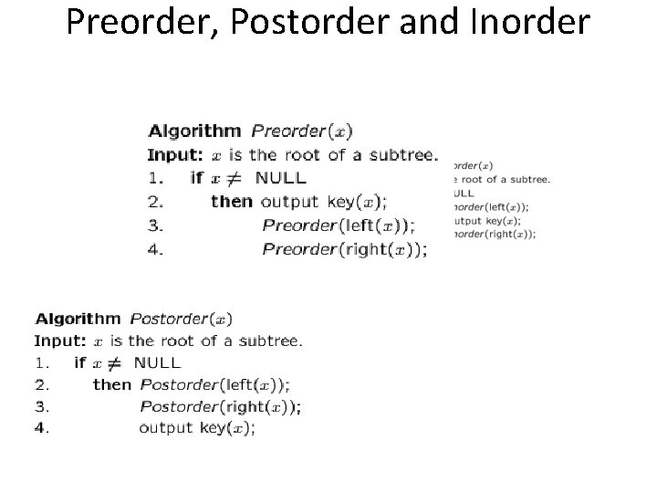 Preorder, Postorder and Inorder 