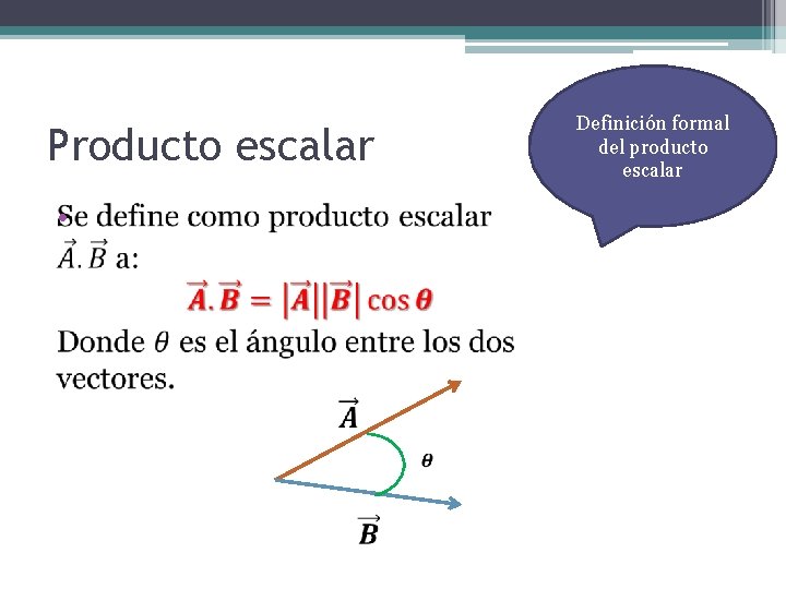 Definición formal del producto escalar Producto escalar • 