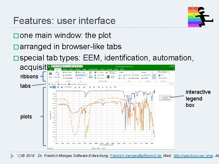 Features: user interface � one main window: the plot � arranged in browser-like tabs