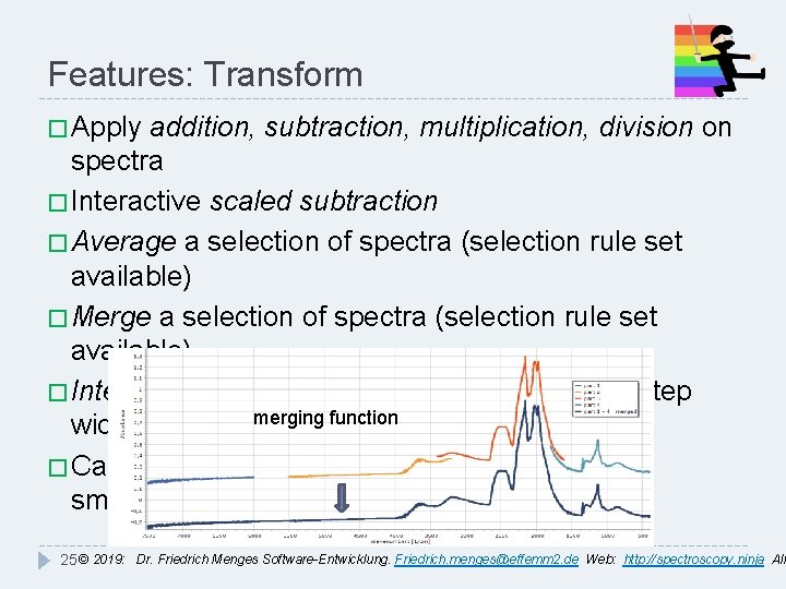 Features: Transform � Apply addition, subtraction, multiplication, division on spectra � Interactive scaled subtraction