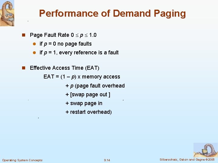 Performance of Demand Paging n Page Fault Rate 0 p 1. 0 l if
