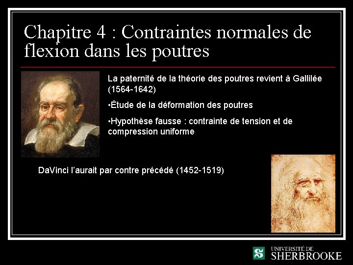 Chapitre 4 : Contraintes normales de flexion dans les poutres La paternité de la