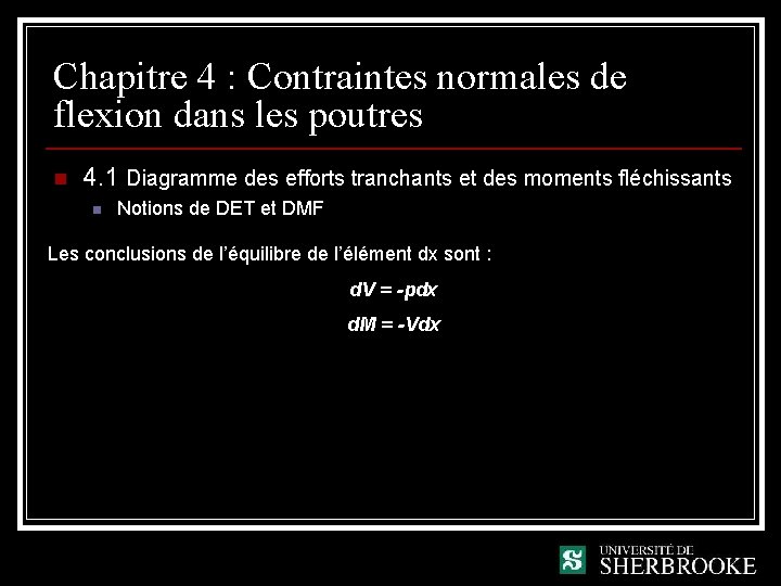 Chapitre 4 : Contraintes normales de flexion dans les poutres n 4. 1 Diagramme