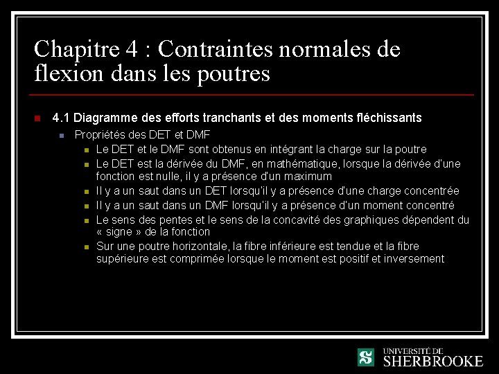 Chapitre 4 : Contraintes normales de flexion dans les poutres n 4. 1 Diagramme