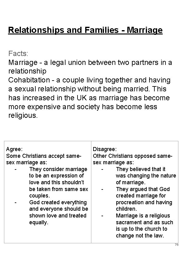 Relationships and Families - Marriage Facts: Marriage - a legal union between two partners