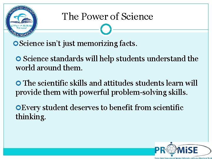 The Power of Science isn’t just memorizing facts. Science standards will help students understand