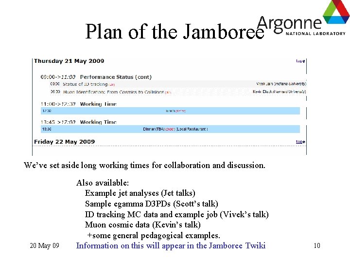 Plan of the Jamboree We’ve set aside long working times for collaboration and discussion. Plan of the Jamboree We’ve set aside long working times for collaboration and discussion.