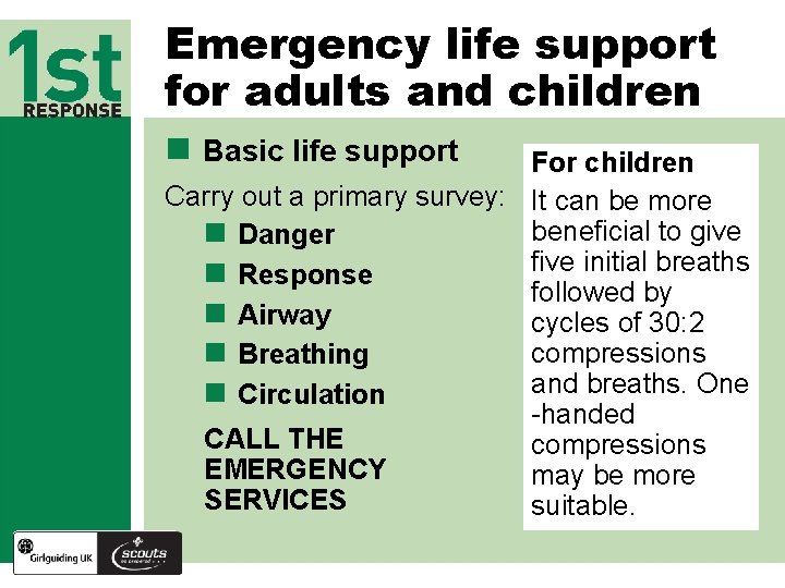 Emergency life support for adults and children n Basic life support For children Carry