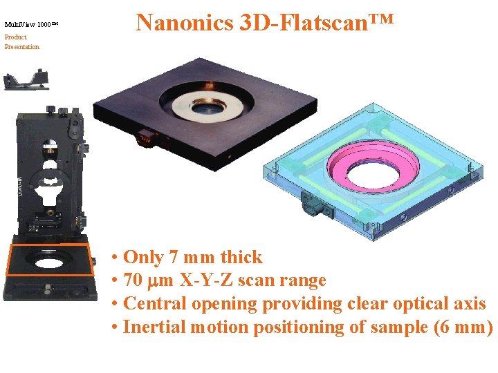 Multi. View 1000™ Product Presentation Nanonics 3 D-Flatscan™ • Only 7 mm thick •
