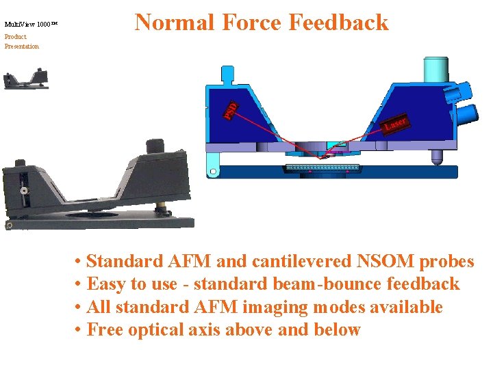 Multi. View 1000™ Product Presentation Normal Force Feedback • Standard AFM and cantilevered NSOM