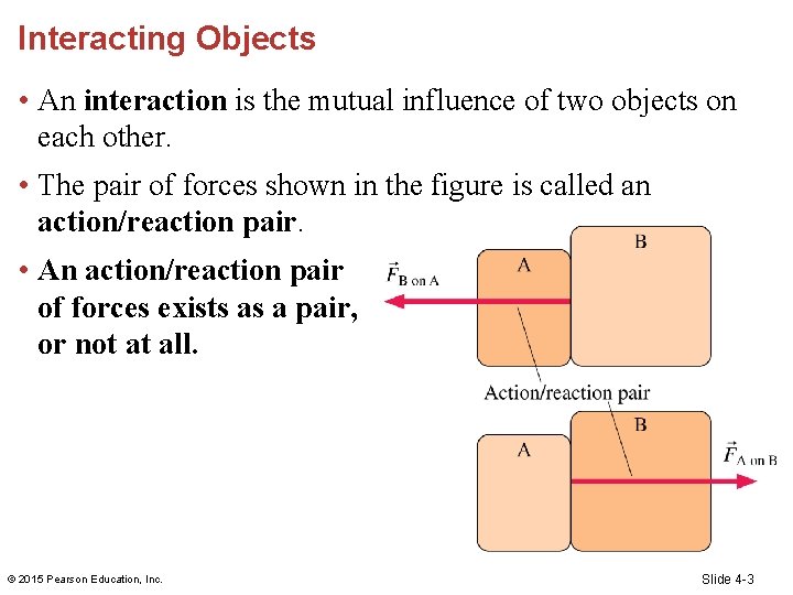 Interacting Objects • An interaction is the mutual influence of two objects on each