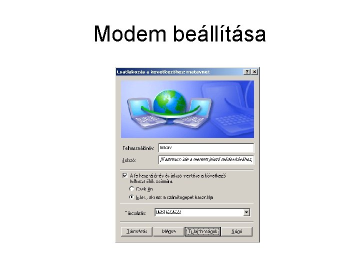 Modem beállítása 