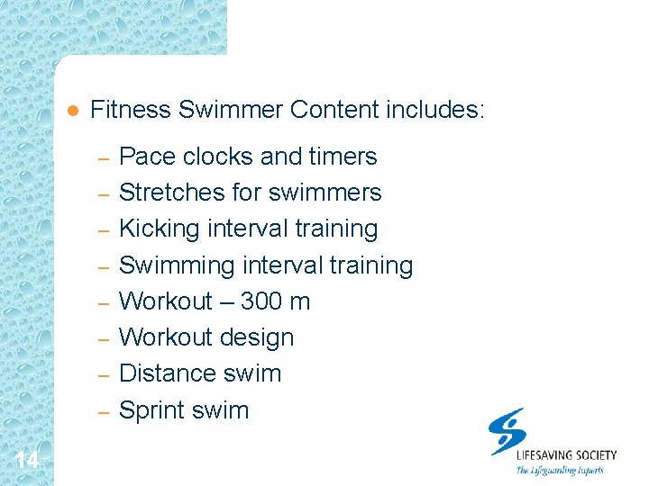 l Fitness Swimmer Content includes: – – – – 14 Pace clocks and timers