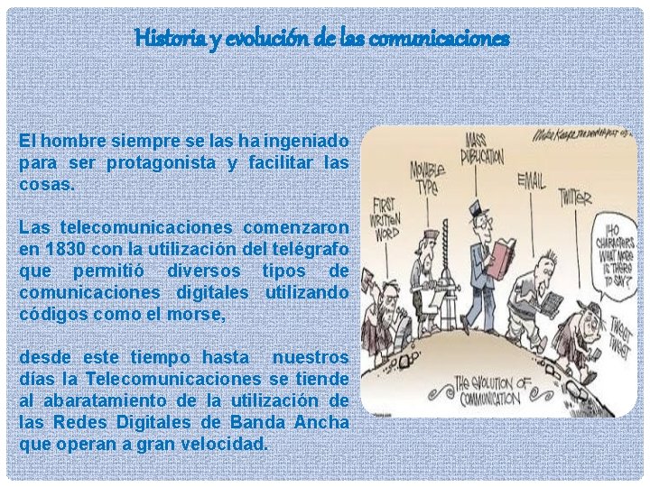 Historia y evolución de las comunicaciones El hombre siempre se las ha ingeniado para